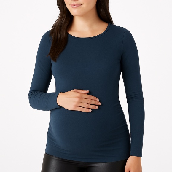 Beyond the Bump Featherweight Count On Me Maternity Crew Pullover Dark Blue XS - Picture 1 of 9